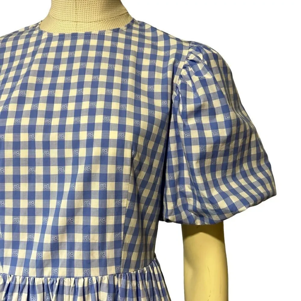Sister Jane Giggle Plaid Gingham Puff Sleeved midi Dress (collar not included) - Picture 6 of 11